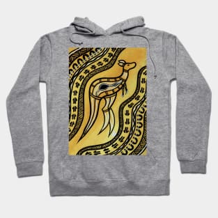 Aboriginal Art - Kangaroo Gold Hoodie